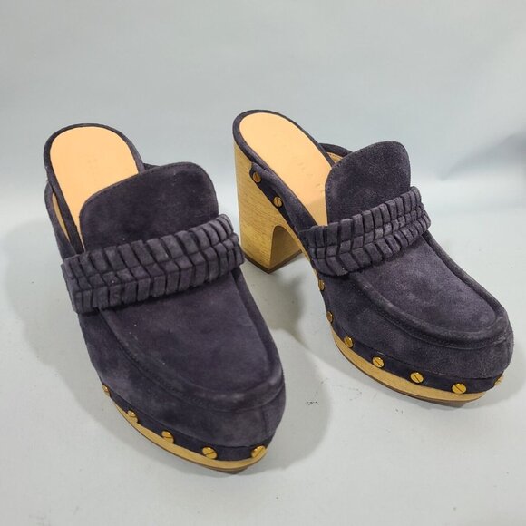 Veronica Beard Delia Blue Suede Clogs Women's Size 6M MSRP $400 - Picture 6 of 12